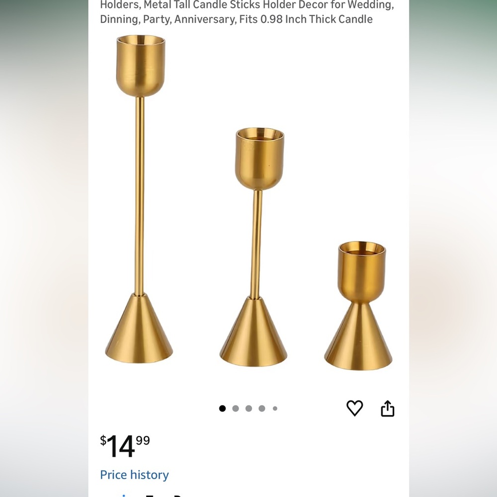 2 SETS!! ( 6 pieces) Elegant Gold Candle Holders